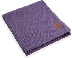 Knit Factory Jesse Gebreid Plaid XL - Woondeken - plaid - Wollen deken - Kleed - Violet - 195x225 cm