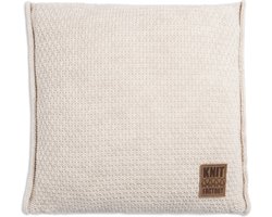 Knit Factory Jesse Sierkussen - Vierkant kussen - Kussen woonkamer - Bank kussen - Decoratie kussen - Beige - 50x50 cm - Kussenhoes inclusief kussenvulling
