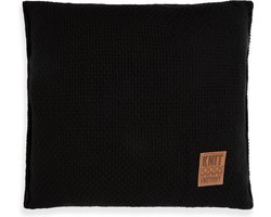 Knit Factory Jesse Sierkussen - Vierkant kussen - Kussen woonkamer - Bank kussen - Decoratie kussen - Zwart - 50x50 cm - Kussenhoes inclusief kussenvulling