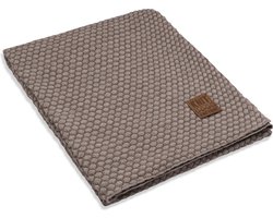 Knit Factory Juul Gebreid Plaid - Woondeken - Kleed - Marron/Beige - 160x130 cm