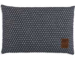 Knit Factory Juul Sierkussen - Rechthoekig kussen - Kussen woonkamer - Bank kussen - Decoratie kussen - Antraciet/Licht Grijs - 60x40 cm - Kussenhoes inclusief kussenvulling