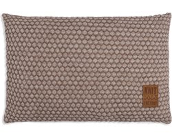 Knit Factory Juul Sierkussen - Rechthoekig kussen - Kussen woonkamer - Bank kussen - Decoratie kussen - Marron/Beige - 60x40 cm - Kussenhoes inclusief kussenvulling