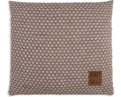 Knit Factory Juul Sierkussen - Vierkant kussen - Kussen woonkamer - Bank kussen - Decoratie kussen - Marron/Beige - 50x50 cm - Kussenhoes inclusief kussenvulling