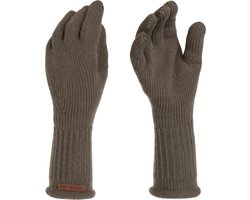 Knit Factory Lana Gebreide Dames Handschoenen - Gebreide winter handschoenen - Bruine handschoenen - Polswarmers - Cappuccino - One Size