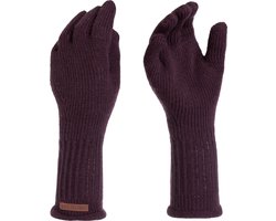 Knit Factory Lana Gebreide Dames Handschoenen - Gebreide winter handschoenen - Paarse handschoenen - Polswarmers - Aubergine - One Size
