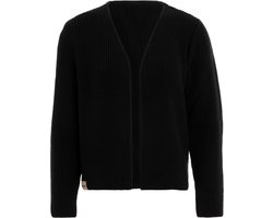 Knit Factory - Lenny Gebreid Vest - Gebreide dames cardigan - Kort vest op heuphoogte - Zwart damesvest gemaakt uit 30% wol en 70% acryl - Zwart - 36/38