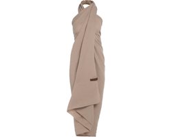 Knit Factory Liv Pareo - XL Sjaal - Sarong - Stranddoek - Strandlaken - Strandjurk voor Dames - Linnen - Bruin - Duurzaam & Milieuvriendelijk - 100% Biologisch katoen