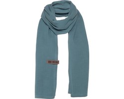 Knit Factory Liv Sjaal Dames - Katoenen sjaal - Langwerpige sjaal - Groengrijze zomersjaal - Dames sjaal - Stone Green - 200x40 cm - Duurzaam & Milieuvriendelijk - 100% Biologisch katoen
