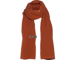Knit Factory Liv Sjaal Dames - Katoenen sjaal - Langwerpige sjaal - Oranje zomersjaal - Dames sjaal - Terra - 200x40 cm - Duurzaam & Milieuvriendelijk - 100% Biologisch katoen