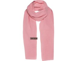 Knit Factory Liv Sjaal Dames - Katoenen sjaal - Langwerpige sjaal - Roze zomersjaal - Dames sjaal - Roze - 200x40 cm - Duurzaam & Milieuvriendelijk - 100% Biologisch katoen