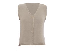Knit Factory Lumi Dames Gilet Top - Gebreide Dames Top met V-hals en Sierknopen - Zomertop gemaakt van Katoen & Acryl - Mouwloos - Linnen - 36/38