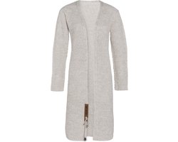 Knit Factory Luna Lang Gebreid Vest Beige - Gebreide dames cardigan - Lang vest tot over de knie - Beige damesvest gemaakt uit 30% wol en 70% acryl - 36/38
