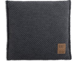 Knit Factory Lynn Sierkussen - Vierkant kussen - Kussen woonkamer - Bank kussen - Decoratie kussen - Antraciet - 50x50 cm - Kussenhoes inclusief kussenvulling