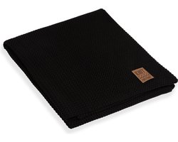 Knit Factory Maxx Gebreid Plaid - Woondeken - plaid - Wollen deken - Kleed - Zwart - 160x130 cm