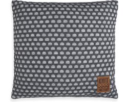 Knit Factory Mila Sierkussen - Licht Grijs/Antraciet - 50x50 cm - Kussenhoes inclusief kussenvulling