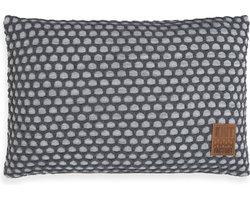 Knit Factory Mila Sierkussen - Licht Grijs/Antraciet - 60x40 cm - Kussenhoes inclusief kussenvulling