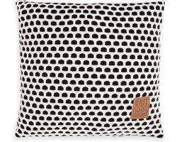 Knit Factory Mila Sierkussen - Vierkant kussen - Kussen woonkamer - Bank kussen - Decoratie kussen - Zwart/Beige - 50x50 cm - Kussenhoes inclusief kussenvulling