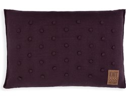 Knit Factory Noa Sierkussen - Rechthoekig kussen - Kussen woonkamer - Bank kussen - Decoratie kussen - Aubergine - 60x40 cm - Kussenhoes inclusief kussenvulling