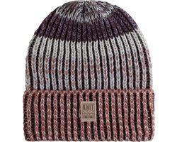 Knit Factory Remy Gebreide Muts Heren & Dames - Beanie hat - Paars, rood & grijs mix - Grofgebreid - Dames muts - Heren muts - Multicolor - Warme Wintermuts - Velvet Plum - Unisex - One Size