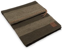 Knit Factory Roxx Gebreid Plaid - Woondeken - plaid - Wollen deken - Kleed - Groen/Olive - 160x130 cm