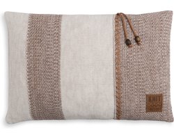 Knit Factory Roxx Sierkussen - Rechthoekig kussen - Kussen woonkamer - Bank kussen - Decoratie kussen - Beige/Marron - 60x40 cm - Kussenhoes inclusief kussenvulling