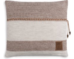 Knit Factory Roxx Sierkussen - Vierkant kussen - Kussen woonkamer - Bank kussen - Decoratie kussen - Beige/Marron - 50x50 cm - Kussenhoes inclusief kussenvulling