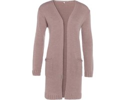 Knit Factory Ruby Gebreid Vest Oud Roze - Gebreide dames cardigan - Middellang vest reikend tot boven de knie - Roze damesvest gemaakt uit 10% wol, 5% Alpaca, 10% viscose en 75% acryl - 40/42 - Met steekzakken