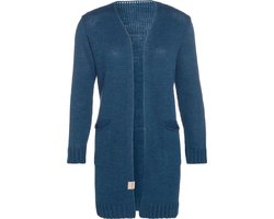 Knit Factory Ruby Gebreid Vest Petrol - Gebreide dames cardigan - Middellang vest reikend tot boven de knie - Blauw damesvest gemaakt uit 10% wol, 5% Alpaca, 10% viscose en 75% acryl - 36/38 - Met steekzakken