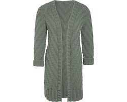 Knit Factory Sally Gebreid Dames Vest - Grof gebreid groen damesvest - Cardigan voor de herfst en winter - Middellang vest reikend tot boven de knie - Urban Green - 40/42