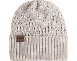 Knit Factory Sally Gebreide Muts Heren & Dames - Beanie hat - Beige - Grofgebreid - Warme Wintermuts - Unisex - One Size