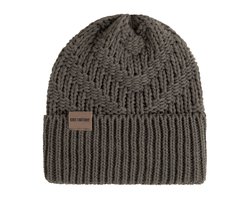 Knit Factory Sally Gebreide Muts Heren & Dames - Beanie hat - Cappuccino - Grofgebreid - Warme bruine Wintermuts - Unisex - One Size