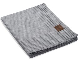 Knit Factory Uni Gebreid Plaid - Woondeken - plaid - Wollen deken - Kleed - Licht Grijs - 160x130 cm