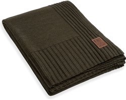 Knit Factory Uni Gebreid Plaid XL - Woondeken - plaid - Wollen deken - Kleed - Groen - 195x225 cm