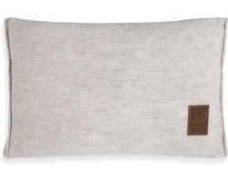 Knit Factory Uni Sierkussen - Rechthoekig kussen - Kussen woonkamer - Bank kussen - Decoratie kussen - Beige - 60x40 cm - Kussenhoes inclusief kussenvulling