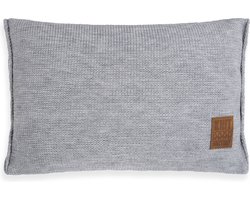 Knit Factory Uni Sierkussen - Rechthoekig kussen - Kussen woonkamer - Bank kussen - Decoratie kussen - Licht Grijs - 60x40 cm - Kussenhoes inclusief kussenvulling