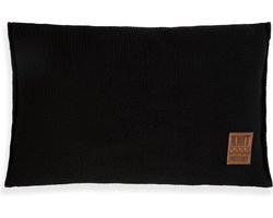 Knit Factory Uni Sierkussen - Rechthoekig kussen - Kussen woonkamer - Bank kussen - Decoratie kussen - Zwart - 60x40 cm - Kussenhoes inclusief kussenvulling