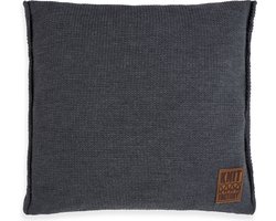 Knit Factory Uni Sierkussen - Vierkant kussen - Kussen woonkamer - Bank kussen - Decoratie kussen - Antraciet - 50x50 cm - Kussenhoes inclusief kussenvulling