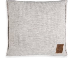 Knit Factory Uni Sierkussen - Vierkant kussen - Kussen woonkamer - Bank kussen - Decoratie kussen - Beige - 50x50 cm - Kussenhoes inclusief kussenvulling