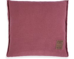 Knit Factory Uni Sierkussen - Vierkant kussen - Kussen woonkamer - Bank kussen - Decoratie kussen - Stone Red - 50x50 cm - Kussenhoes inclusief kussenvulling