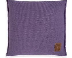 Knit Factory Uni Sierkussen - Vierkant kussen - Kussen woonkamer - Bank kussen - Decoratie kussen - Violet - 50x50 cm - Kussenhoes inclusief kussenvulling