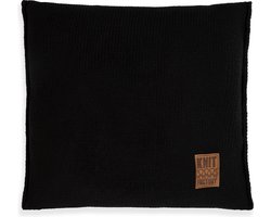 Knit Factory Uni Sierkussen - Vierkant kussen - Kussen woonkamer - Bank kussen - Decoratie kussen - Zwart - 50x50 cm - Kussenhoes inclusief kussenvulling