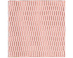 Knit Factory Vaatdoek Block - Gebreide vaatdoek gemaakt van 50% Katoen en 50% acryl - Vaatwasdoek - 1 stuk - Ecru/Apricot - Roze - 27x27 cm