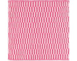 Knit Factory Vaatdoek Block - Gebreide vaatdoek gemaakt van 50% Katoen en 50% acryl - Vaatwasdoek - 1 stuk - Ecru/Fuchsia - Roze - 27x27 cm