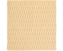 Knit Factory Vaatdoek Block - Gebreide vaatdoek gemaakt van 50% Katoen en 50% acryl - Vaatwasdoek - 1 stuk - Ecru/Gold - Goud - 27x27 cm