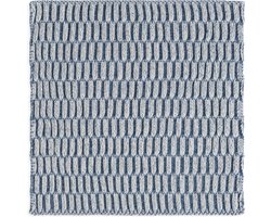 Knit Factory Vaatdoek Block - Gebreide vaatdoek gemaakt van 50% Katoen en 50% acryl - Vaatwasdoek - 1 stuk - Ecru/Jeans - Donkerblauw - 27x27 cm