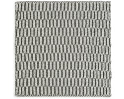 Knit Factory Vaatdoek Block - Gebreide vaatdoek gemaakt van 50% Katoen en 50% acryl - Vaatwasdoek - 1 stuk - Ecru/Khaki - Donkergroen - 27x27 cm