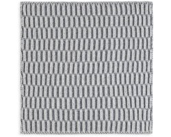 Knit Factory Vaatdoek Block - Gebreide vaatdoek gemaakt van 50% Katoen en 50% acryl - Vaatwasdoek - 1 stuk - Ecru/Med Grey - Grijs - 27x27 cm