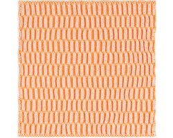Knit Factory Vaatdoek Block - Gebreide vaatdoek gemaakt van 50% Katoen en 50% acryl - Vaatwasdoek - 1 stuk - Ecru/Orange - Oranje - 27x27 cm