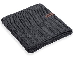 Knit Factory Vinz Gebreid Plaid - Woondeken - plaid - Wollen deken - Kleed - Antraciet - 160x130 cm