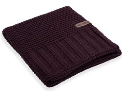Knit Factory Vinz Gebreid Plaid - Woondeken - plaid - Wollen deken - Kleed - Aubergine - 160x130 cm